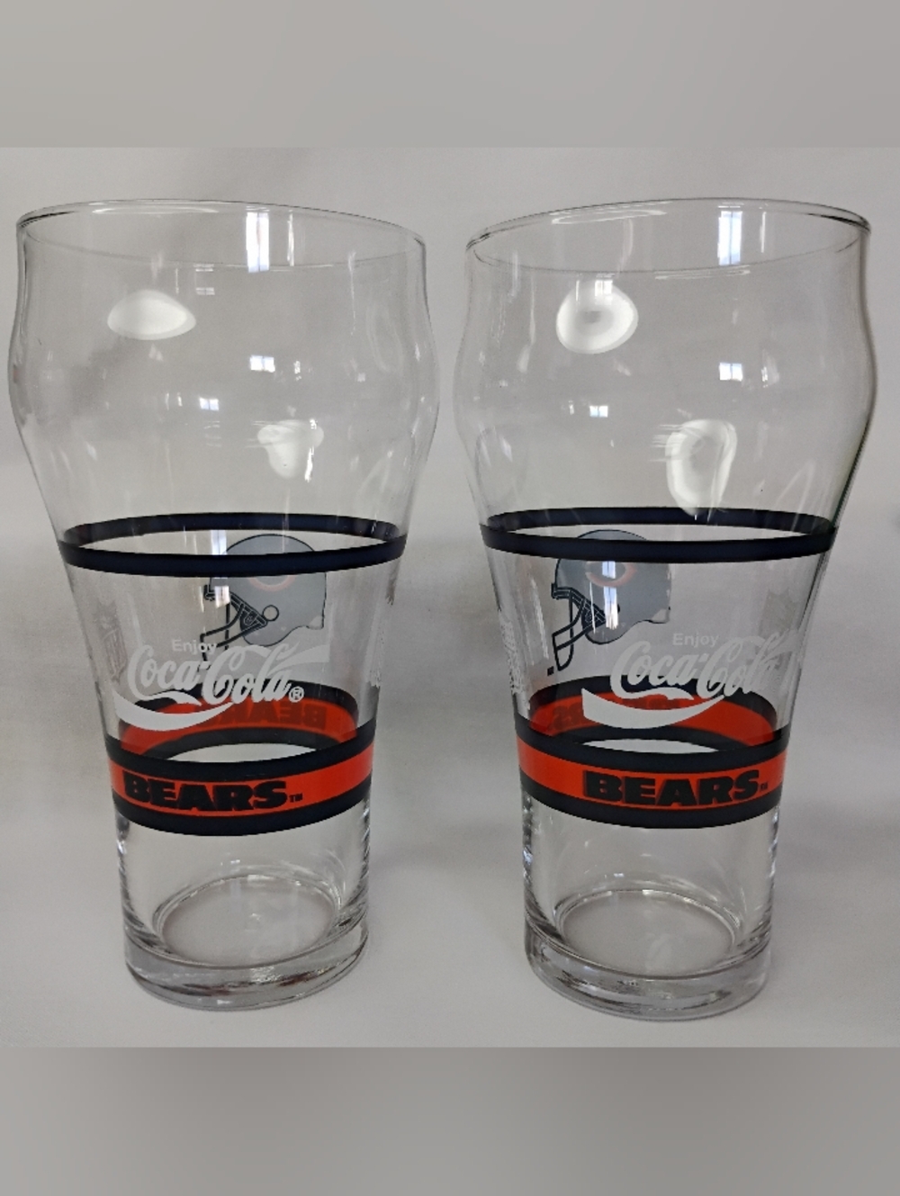 Vintage 5pc Set Chicago Bears Coca-Cola Bar Pub Glasses NFL Football Drinkware - Picture 4 of 11